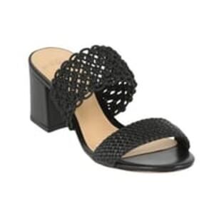 Alexandre Birman Black Lanny Macramé & Leather Slides Sandals Size 37